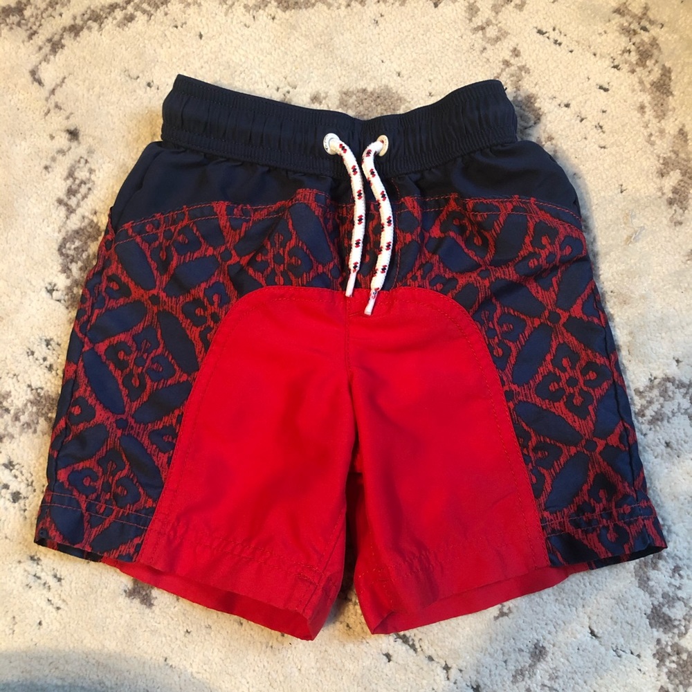 Land’s End | Toddler Boy’s Red & Blue Swim Trunks